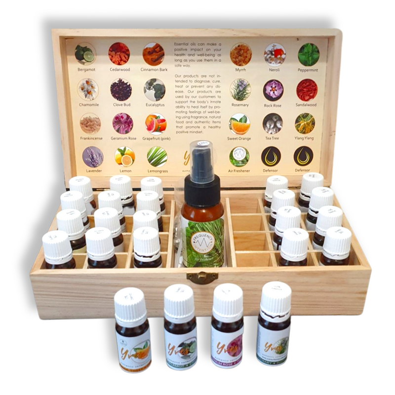 Yves Authentic Collection Aromatherapy Essential Oils Gift Set - 10ml 24 Essential Oils with 50ml Air Freshener