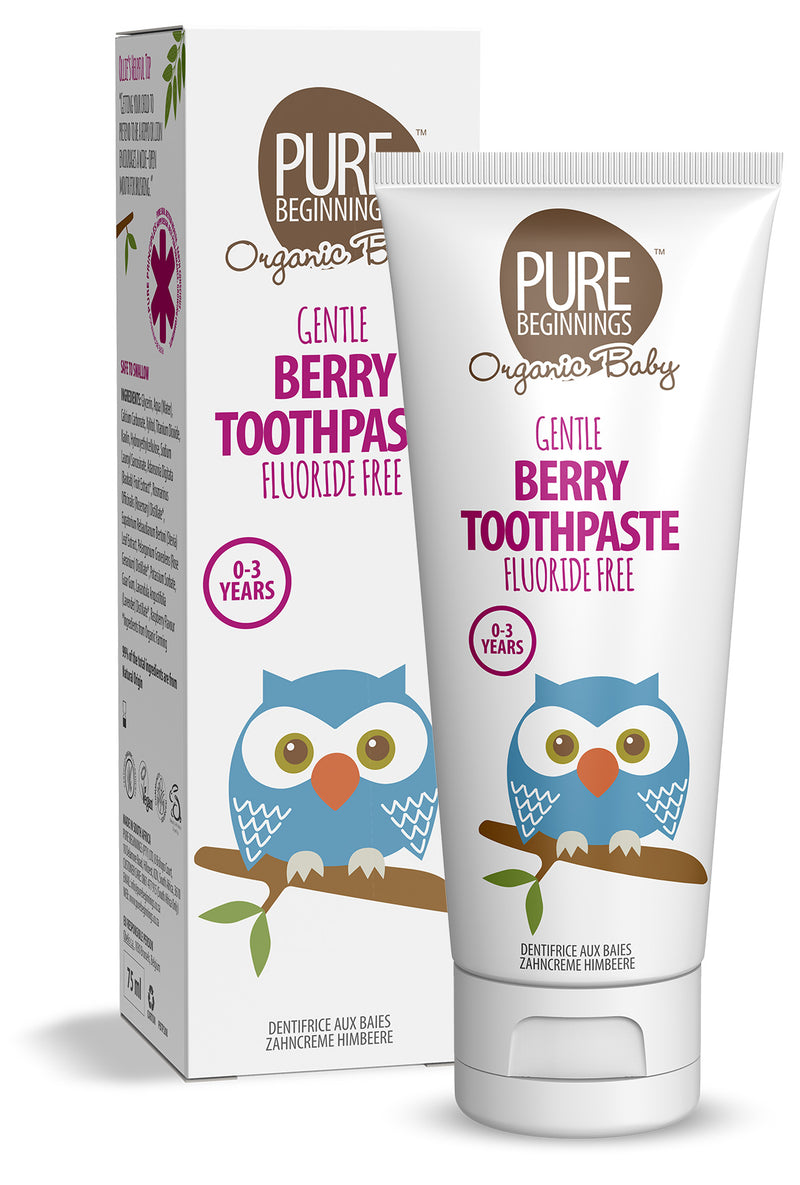 Pure Beginnings Berry Toothpaste with Xylitol 75ml Fluoride-Free Non Toxic Age 0-3 years