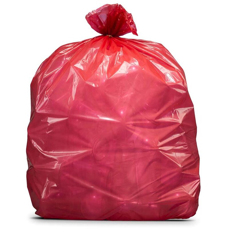 Plastic Refuse Trash Bag, Red Rubbish Bin Liner - 760 x 910mm, 40 micron - 200 Bags