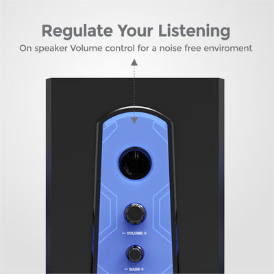 Blue LED Ambience 2.1CH Multimedia Bluetooth Unique See-through Speaker Design. 30W RMS