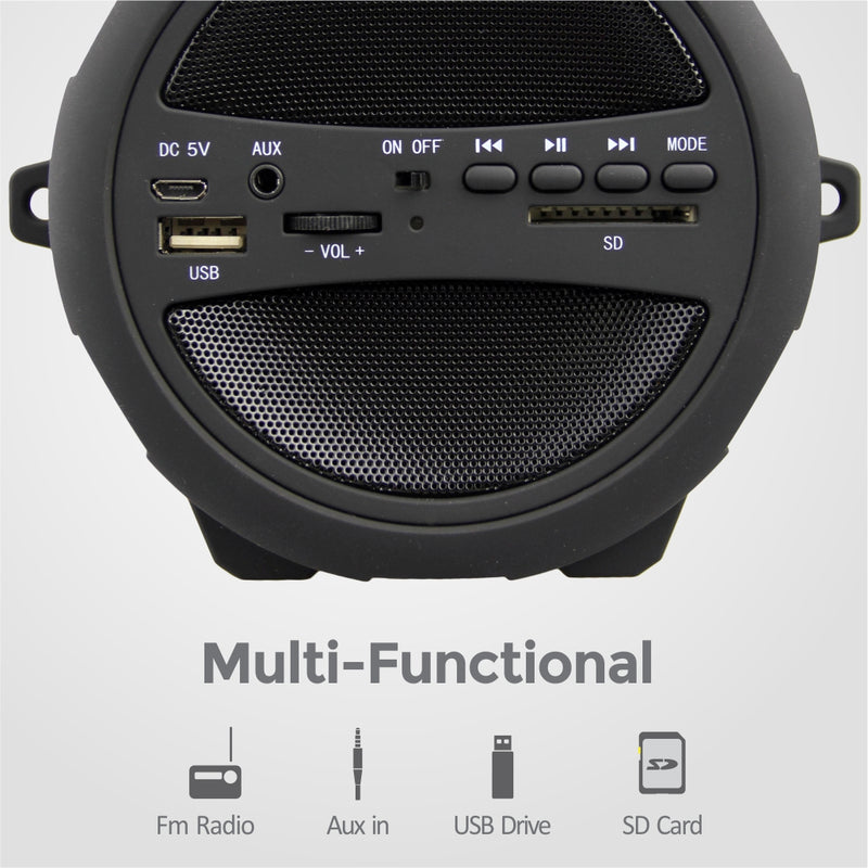 Multifunction Wireless Round Barrel Speaker, Easy to Carry Strap, Deep Bass and 5 Hours Play Back