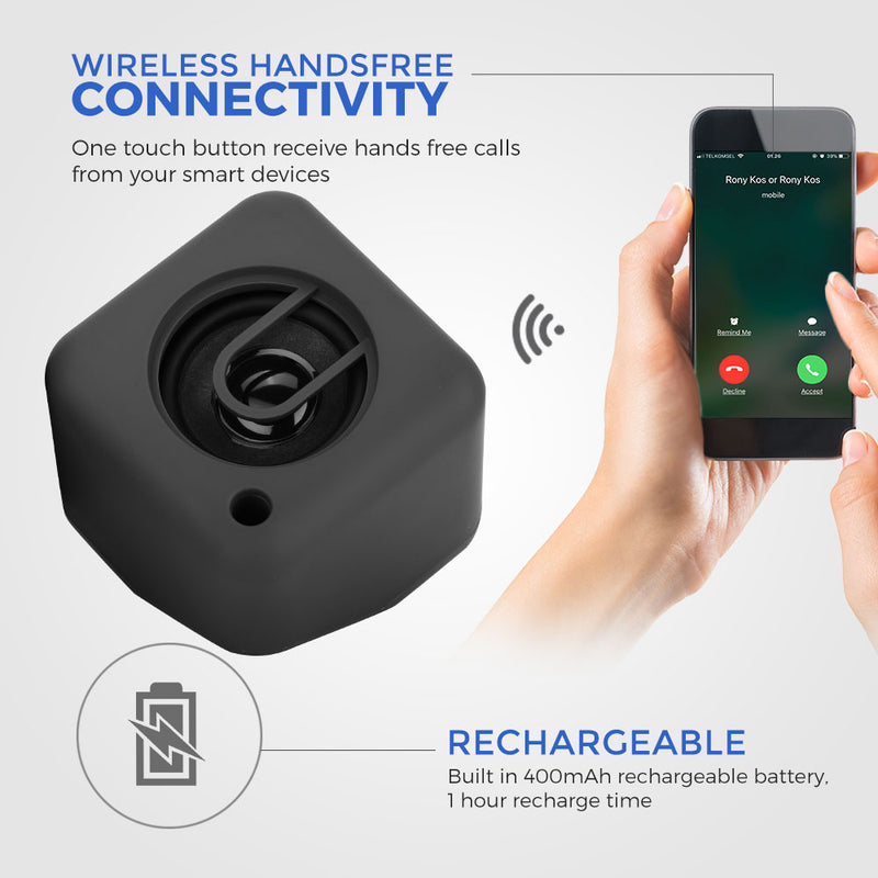 Wireless Handsfree Connectivity Portable Speaker, 3watt RMS, Built In 400mAh Rechargeable Battery