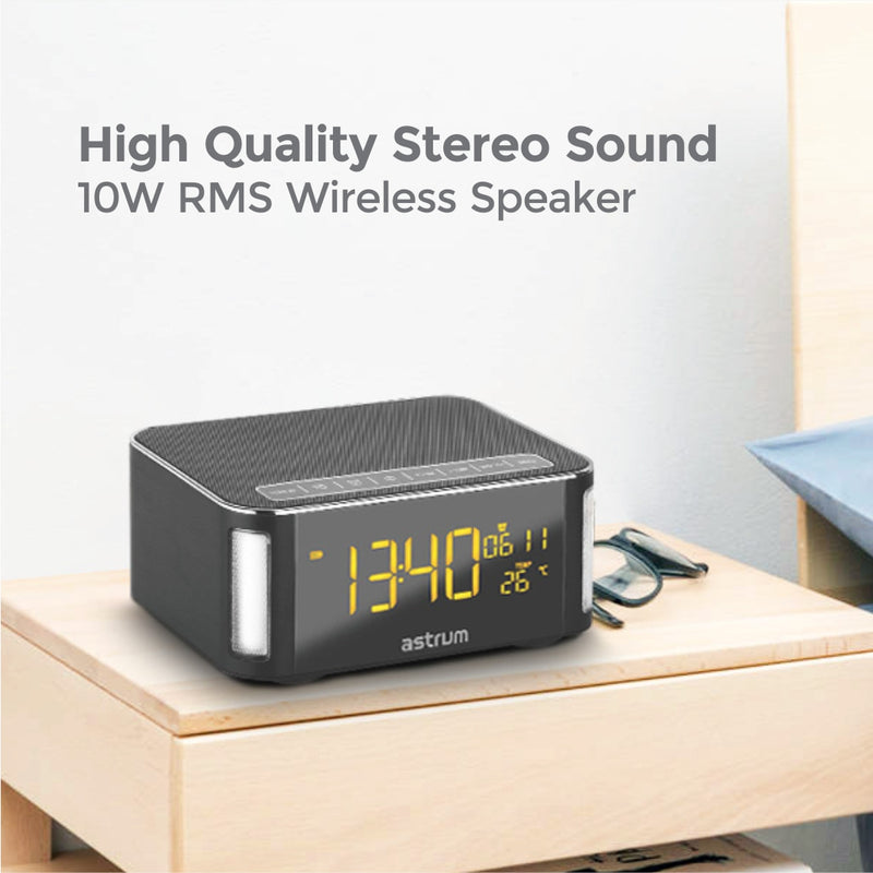 Touch Control Wireless Digital Alarm Clock with High Quality Stereo Speaker, Bluetooth and LED Lighting