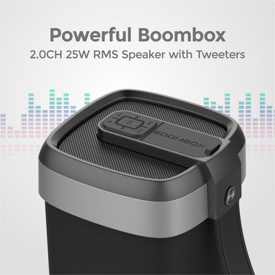 Wireless Bluetooth Square 2,1CH Boombox Speaker, Rechargeable Battery and Leather Strap