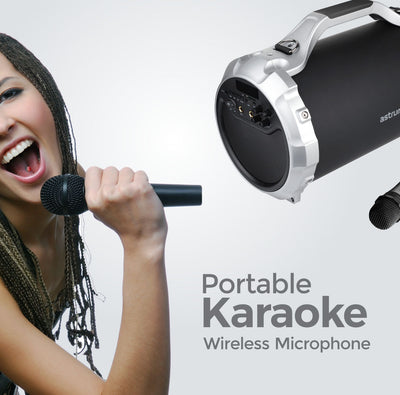Wireless DJ Speaker with Mic, Portable Karaoke with Sturdy Handle, 25W RMS with Tweeters