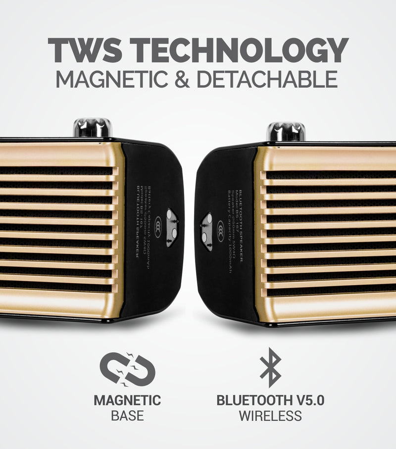 Vintage Retro True Wireless Bluetooth Detachable Classic Speakers