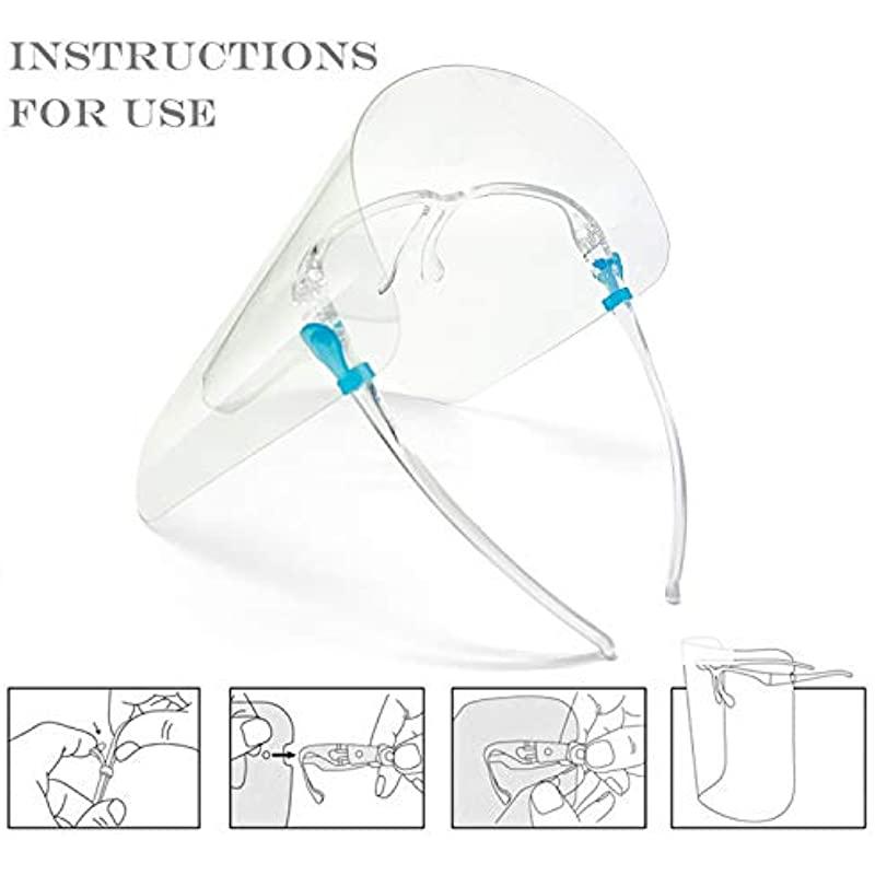 Designer Adult Face Shield With Glasses Frame, Anti-fog Protective Mask Safe Transparent 30 Micron