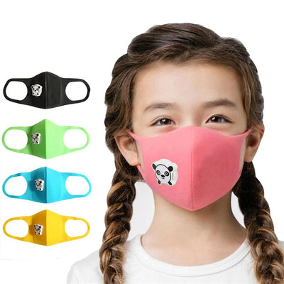Children's Cute Panda Mouth Mask with Breathing Valve Anti-dust, Kids Cartoon Sponge Face Mouth Mask Outdoor Pollution Respirator