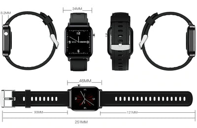 Square Smart Watch Android and IOS Compatible Fitness Tracker, Heart Rate Monitor, 40mm Touch Screen. Pedometer Smartwatch Sleep Monitor Men and Women