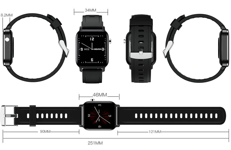 Square Smart Watch Android and IOS Compatible Fitness Tracker, Heart Rate Monitor, 40mm Touch Screen. Pedometer Smartwatch Sleep Monitor Men and Women