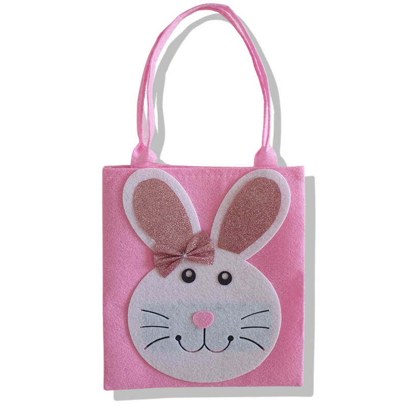 Kids 4 Piece Easter Egg Hunt Bag, Felt Bunny Face