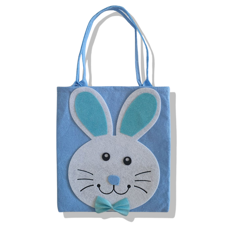 Kids Egg Hunt Bag Tote, Felt Bunny Face Carry Bag 4 PCS, Yellow,Blue,Pink,Purple