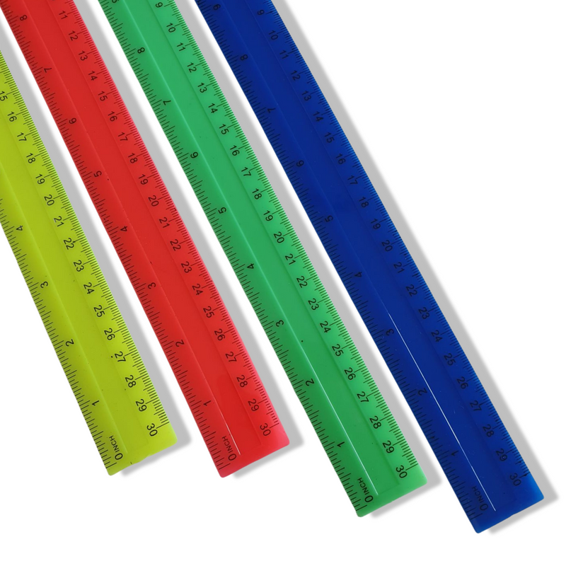 Stationery Ruler 30cm, School Home or Office [4pc] Ruler Set