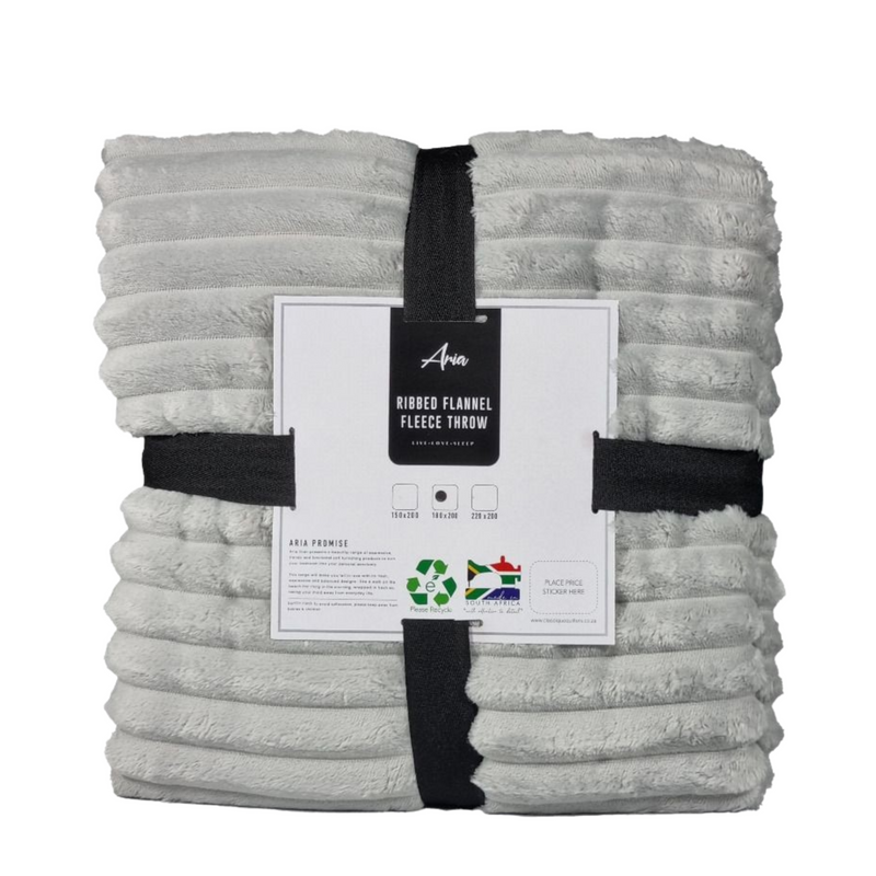 Aria Ribbed Flannel Fleece Throw 200cm x 180cm Lightweight Plush Fuzzy Cozy Soft Blankets and Throws for Sofa