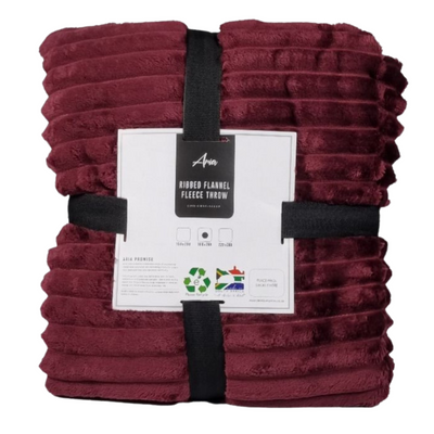 Aria Ribbed Flannel Fleece Throw 200cm x 180cm Lightweight Plush Fuzzy Cozy Soft Blankets and Throws for Sofa