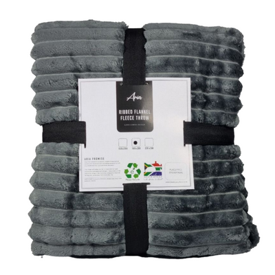 Aria Ribbed Flannel Fleece Throw 200cm x 180cm Lightweight Plush Fuzzy Cozy Soft Blankets and Throws for Sofa